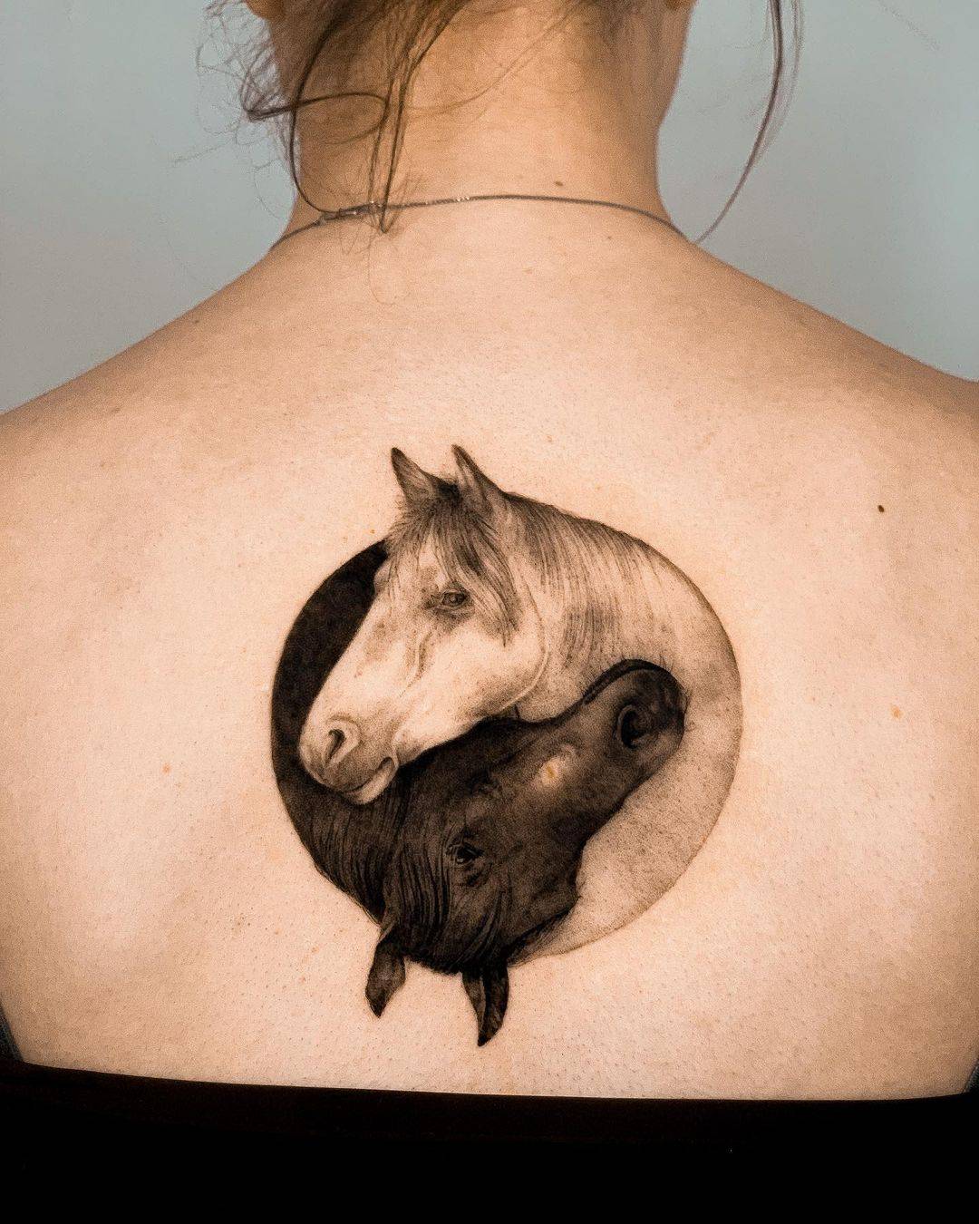 Horses head tattoo by natashapanattoni