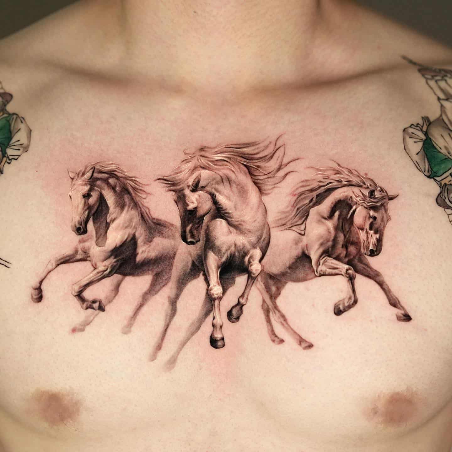 Horses portrait tattoo by gody tattoo