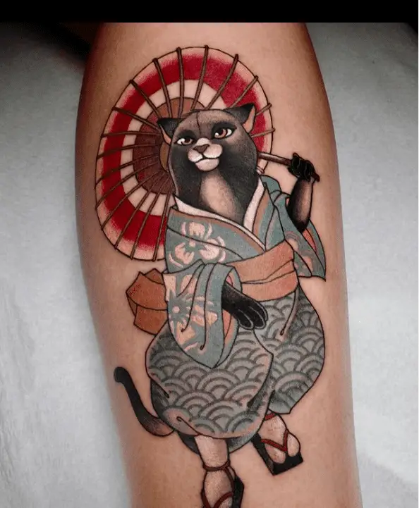 Japanese cat tattoo design by dodkrakken