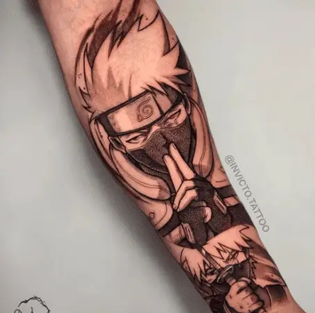 Kakashi tattoo on arm by invicto.tattoo