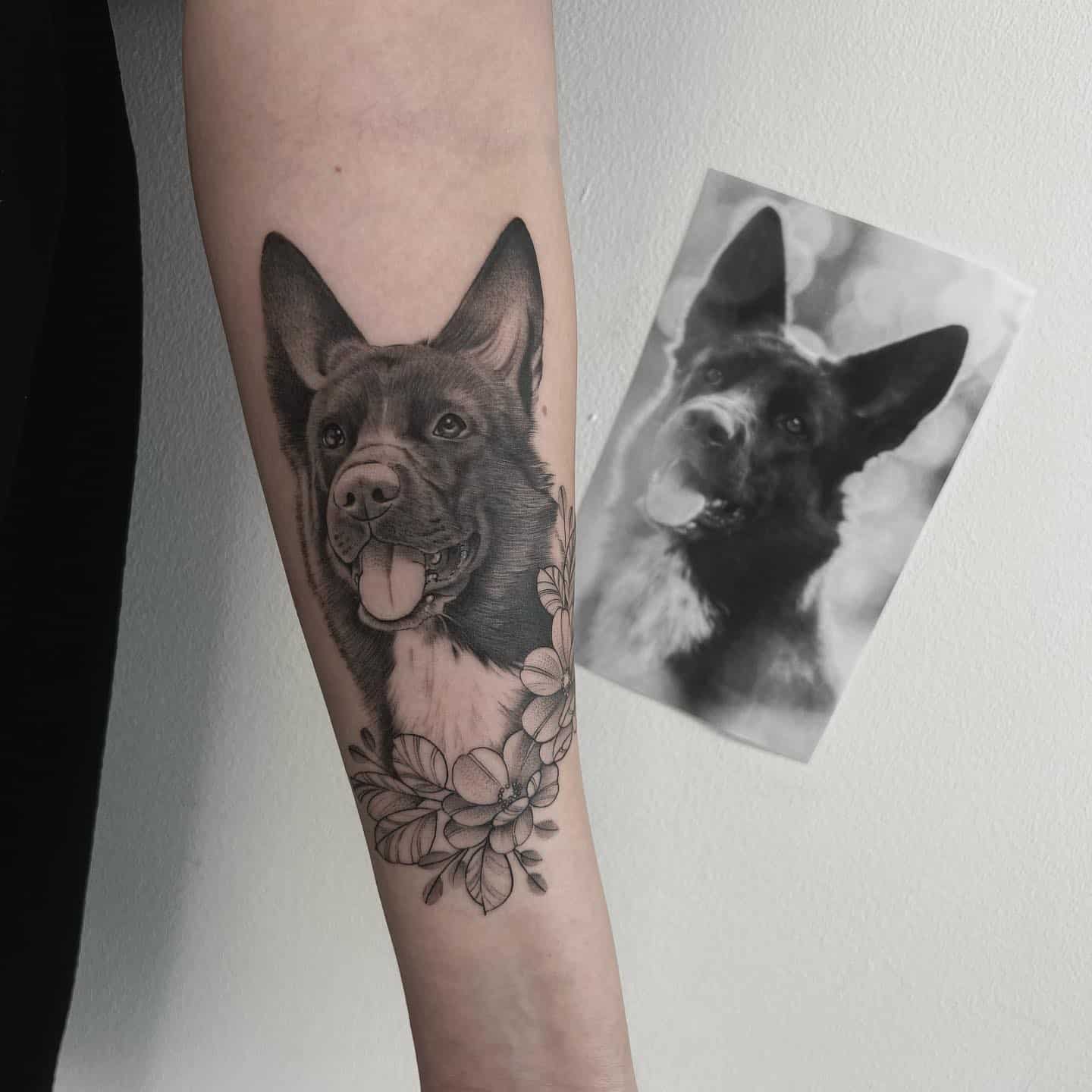 Realistic dog portrait by Darren  Timeless Tattoo Co  Facebook