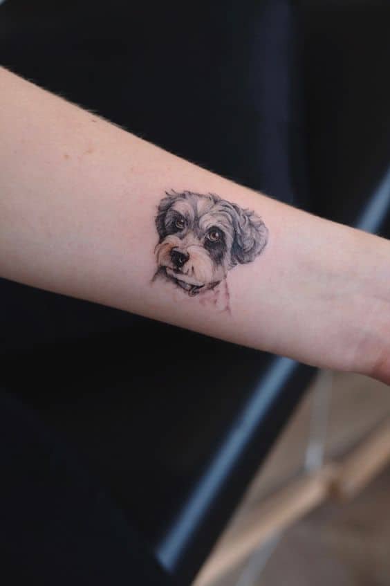 Tattoo Design line sketch adorable Puppy, bold strong | Stable Diffusion