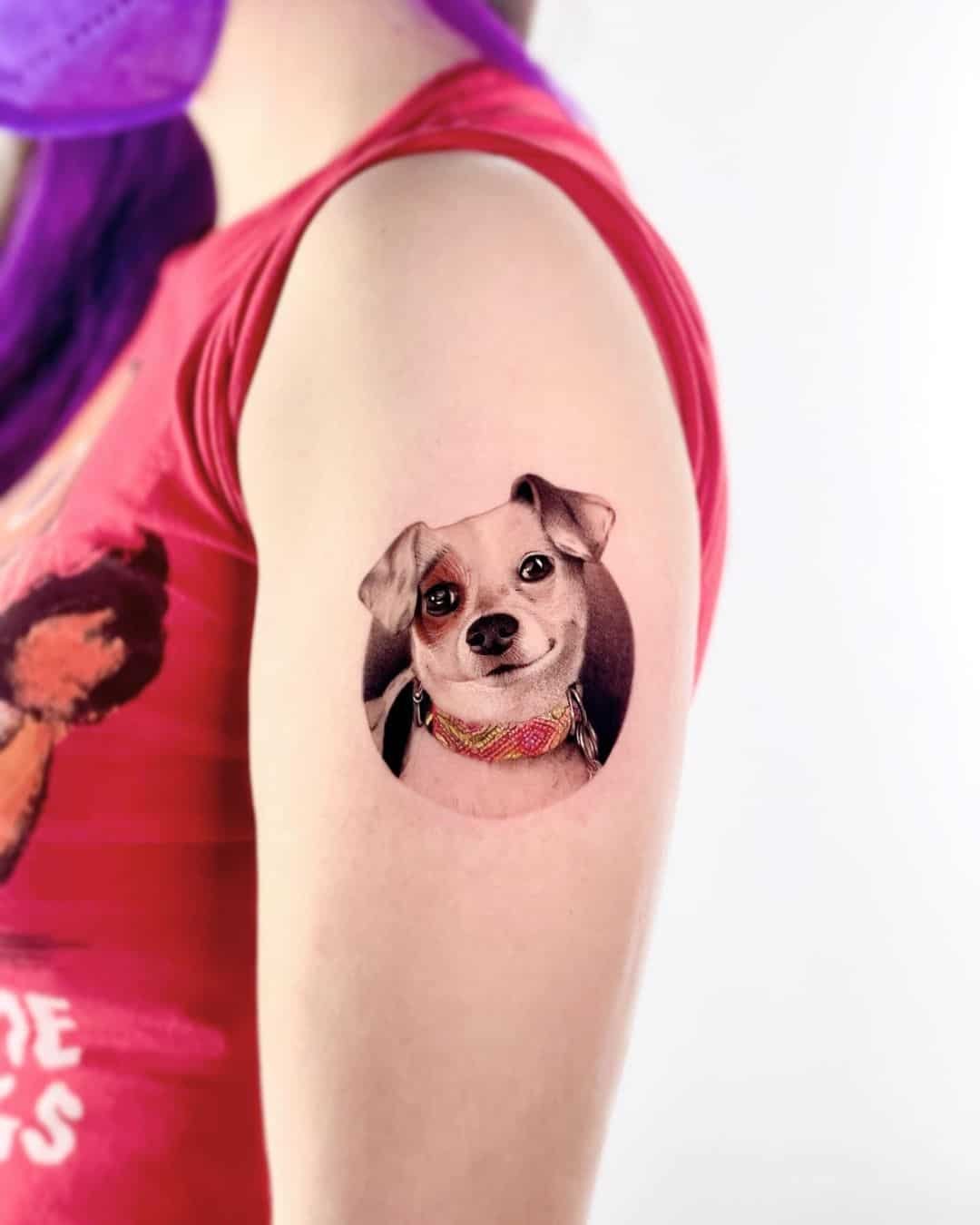 Realistic dog tattoo by jorge.diro