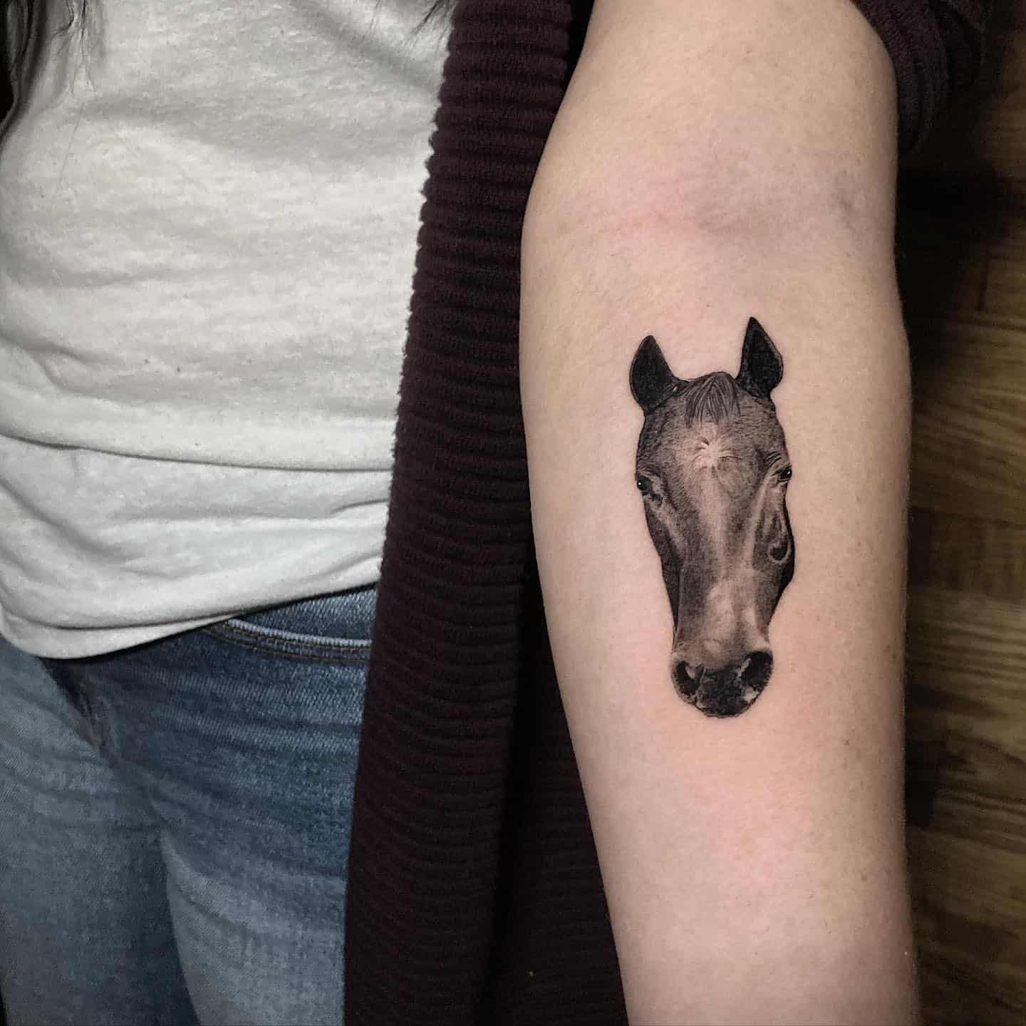 Realistic horse head tattoo design by jesse.tattoo