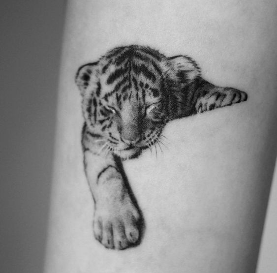 Sleeping cub tattoo design