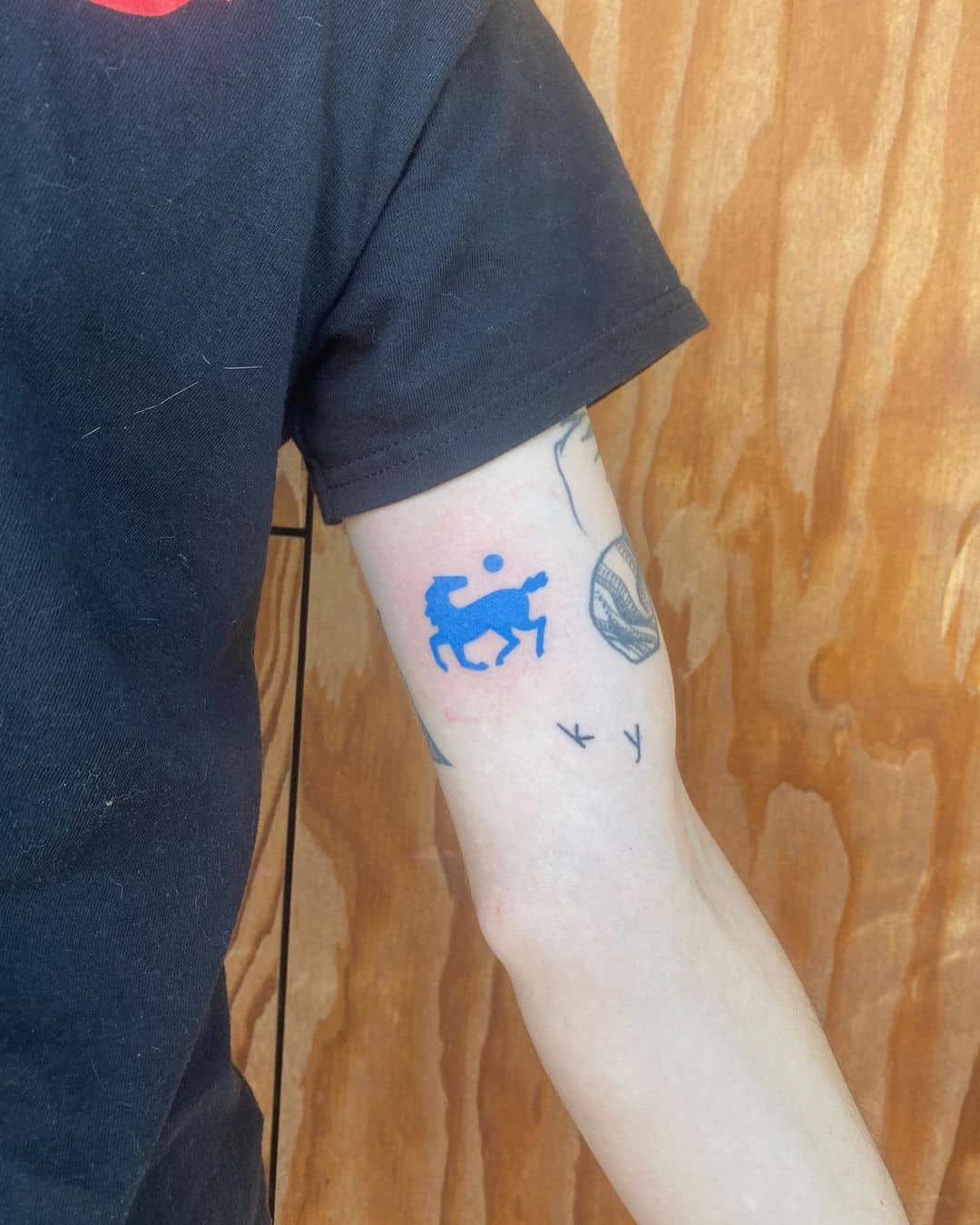 Small blue horse tattoo by blue.child