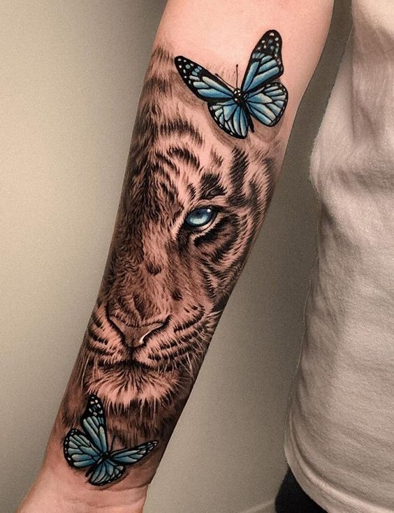 Tiger with butterfly on arm 1