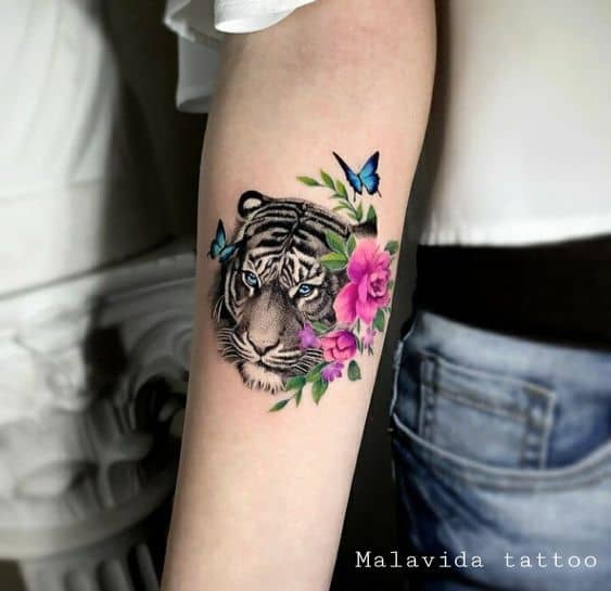 Tiger with butterfly on arm 2