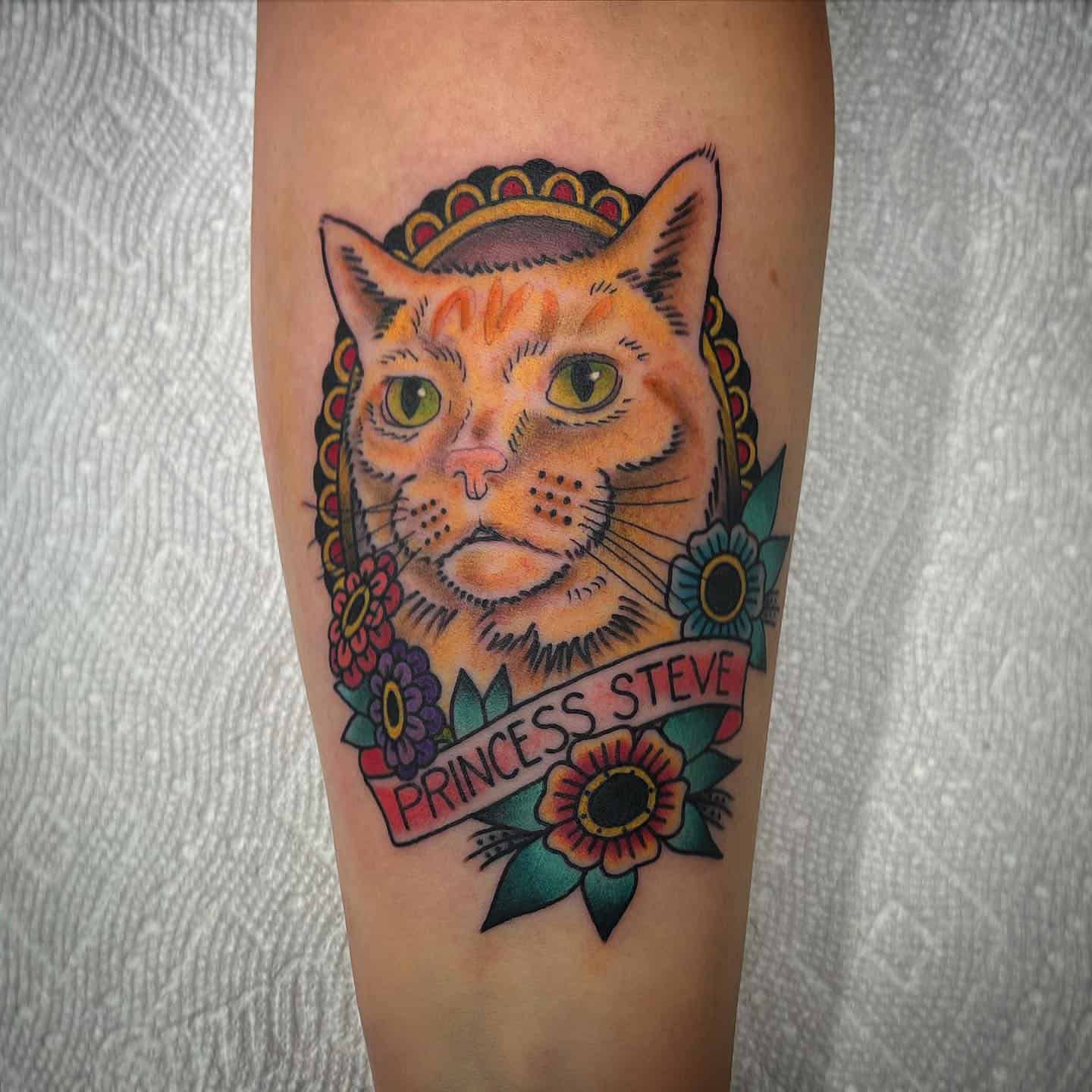 Traditional cat tattoo design by selfmadeandy