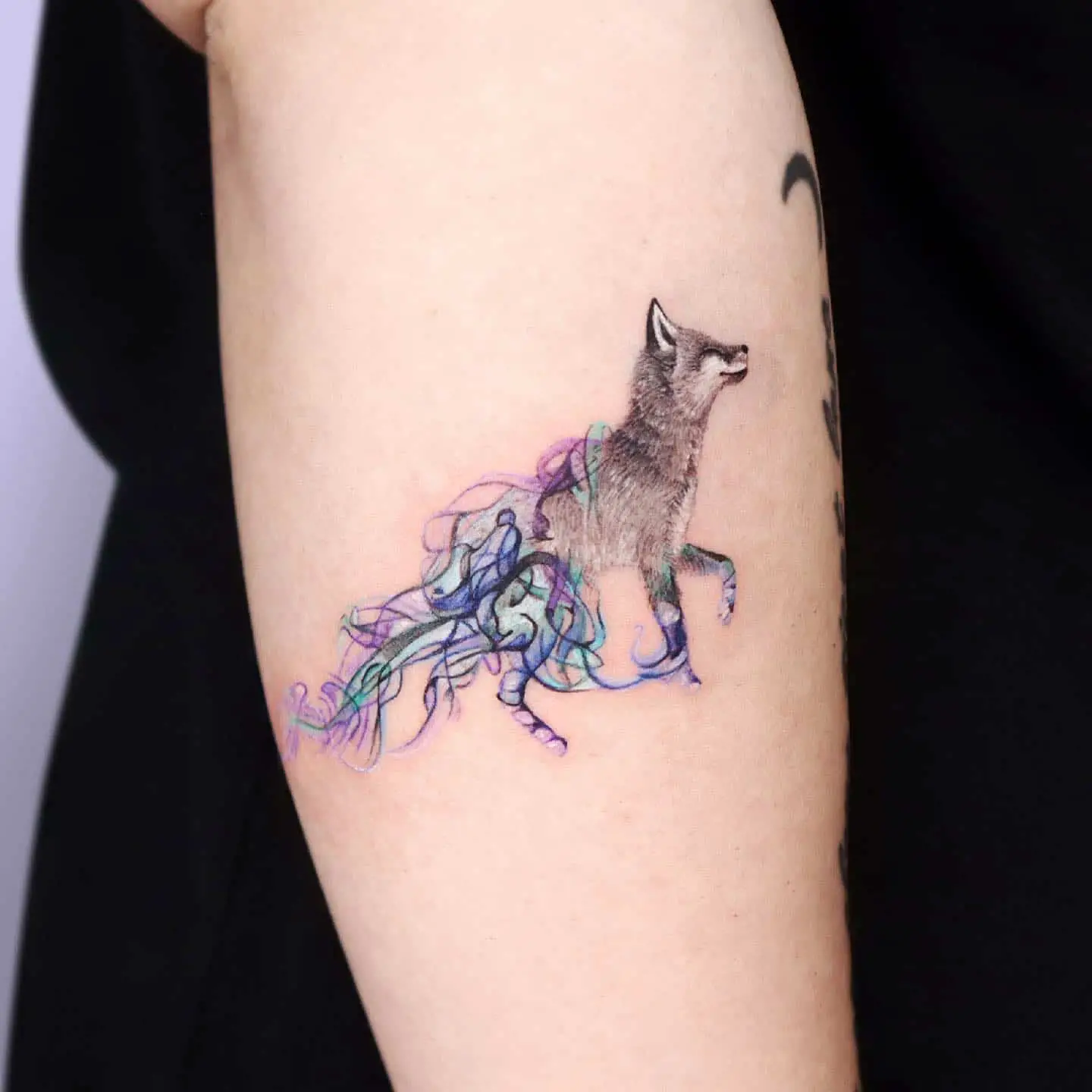 Unnique fox tattoo by muffin tattoo