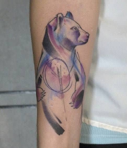 Watercolor bear tattoo 1