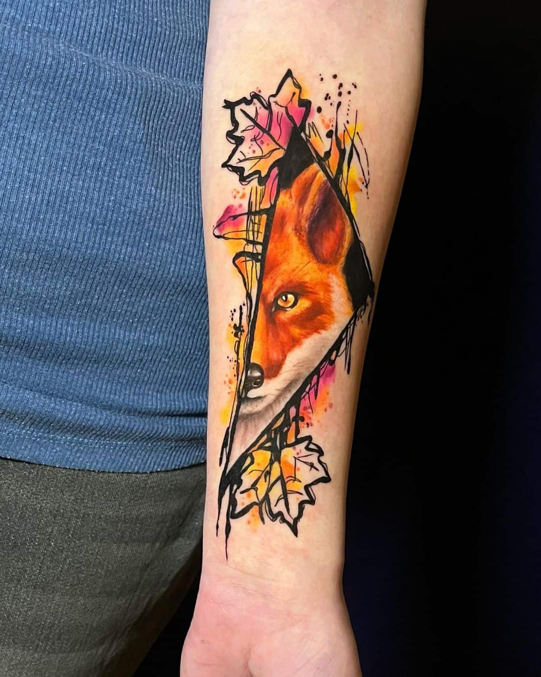 Watercolor fox tattoo by beart88.dots