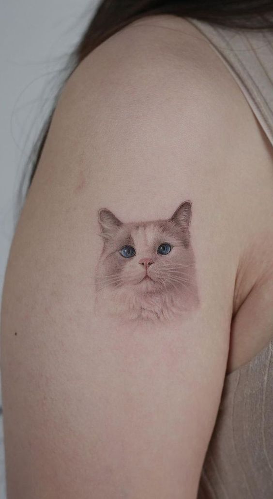White cat tattoo design 1