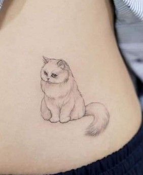 White cat tattoo design 2