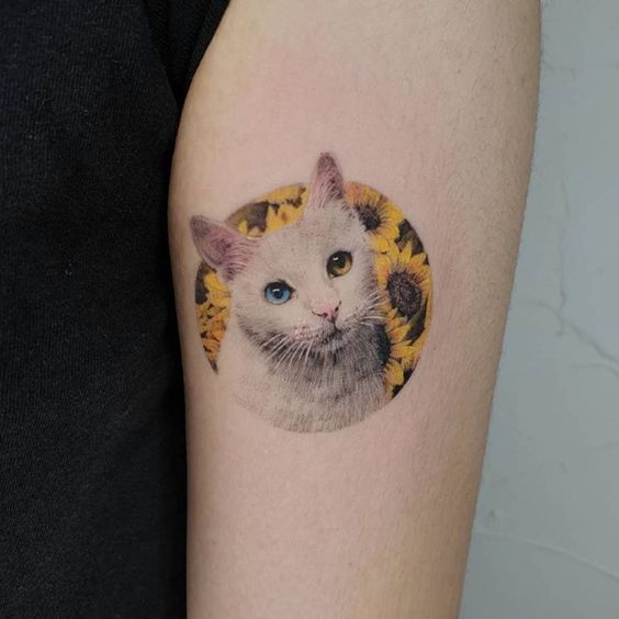 White cat tattoo design 4