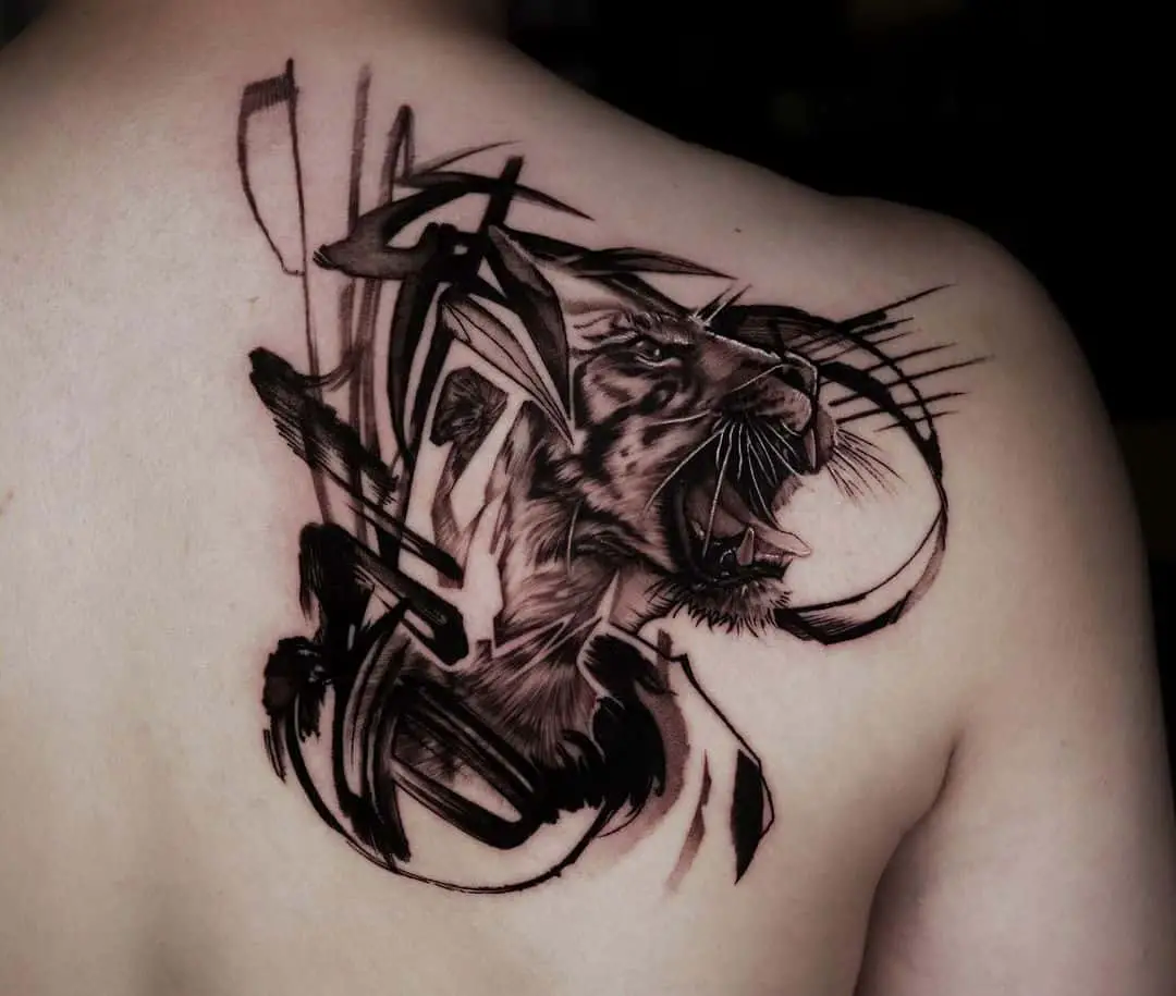Wonderful tiger tattoo design by dokfae ill