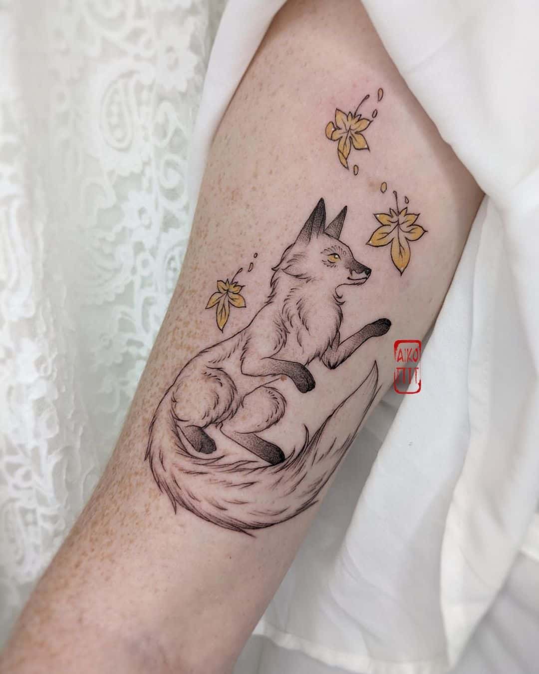 Beautiful fox tattoo design by aiko tttt
