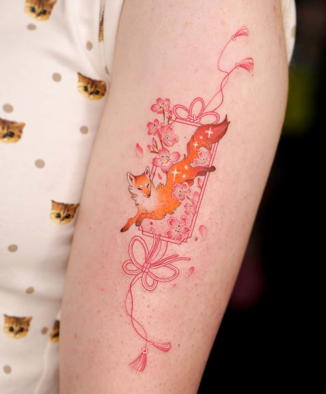 Beautiful runnung fox tattoo by rainbo wooz