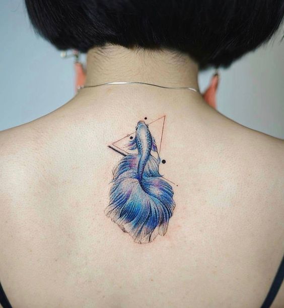 Blue koi fish tattoo 1