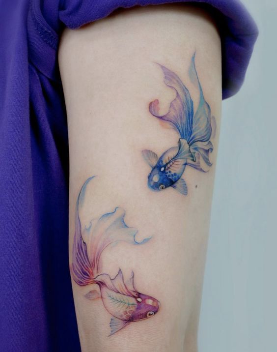 Blue koi fish tattoo 2