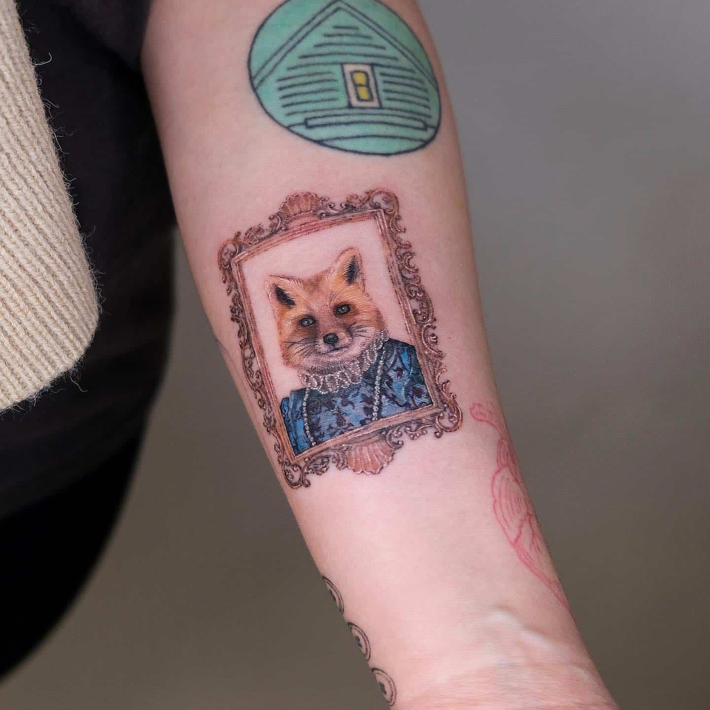 Cartoon design fox tattoo by poisson.ink
