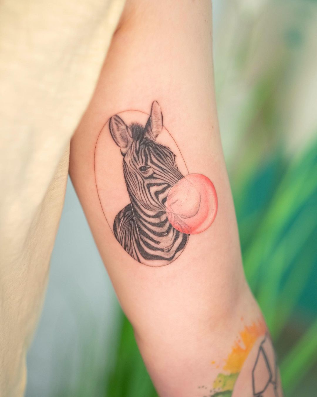 Cartoonnish zebra tattoo design by belmontetattoo