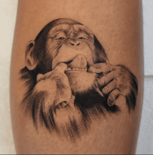 Chimpanzee tattoo by attrachel tattoos