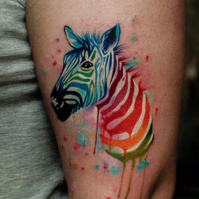 Colorful zebra tattoo 1