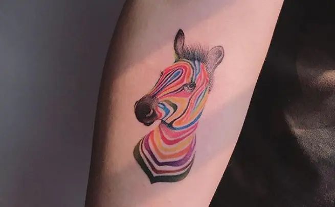 Colorful zebra tattoo 2