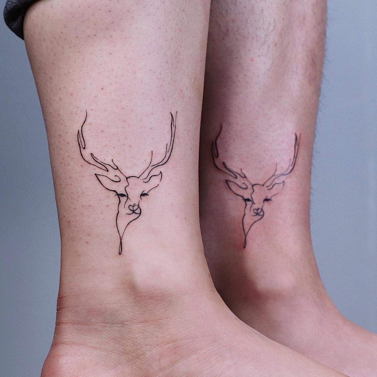 Deer tattoo on leg by howdy tattoo