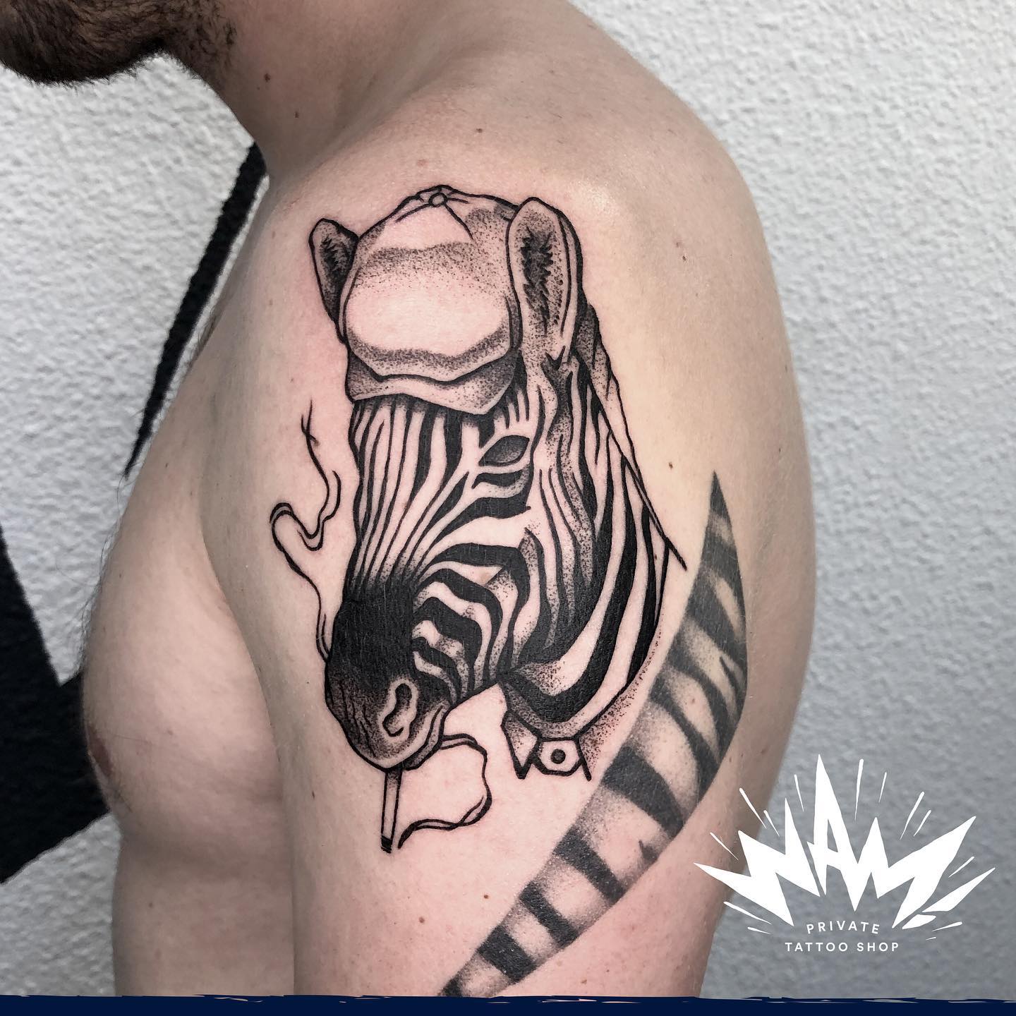 Dot work zebra tattoo design by wam private tattoo shop