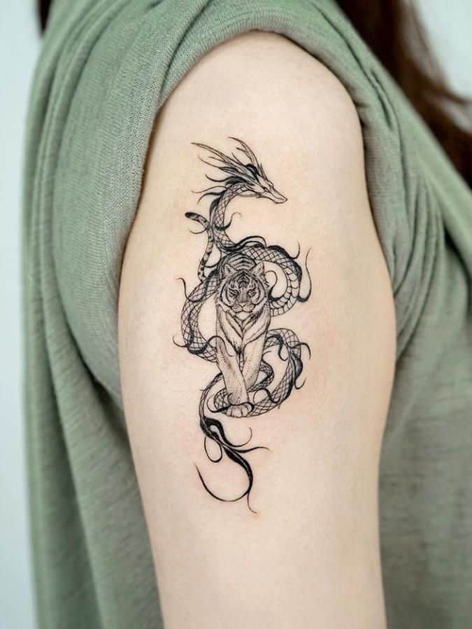 Dragon and snake tattoo 2