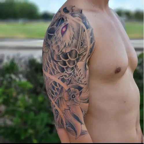 Dragon koi fish tattoo by infamous.q.tran