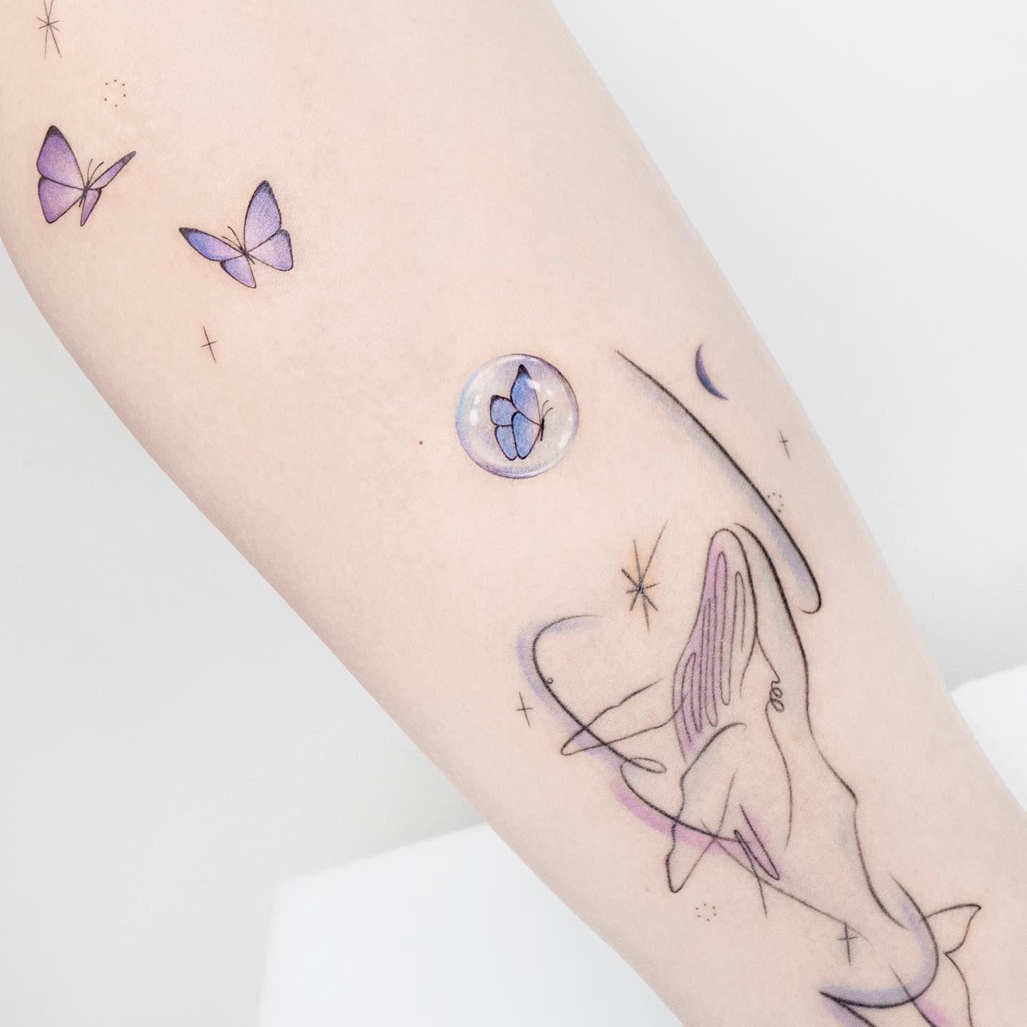 Fineline whale tattoo by heim tattoo 1