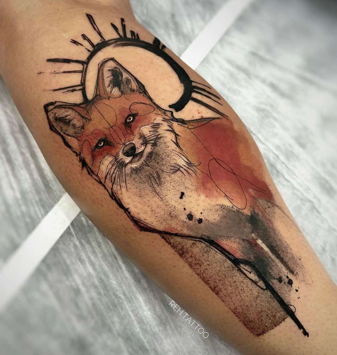 Fox tattoo by reh.tattoo