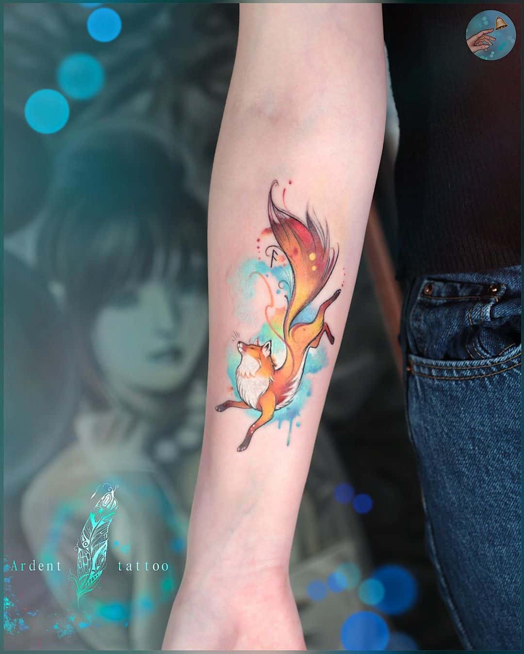 Fox tattoo design by regina pochanina
