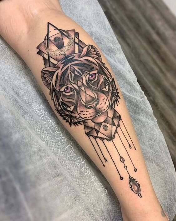 Geometric tiger tattoo design 1