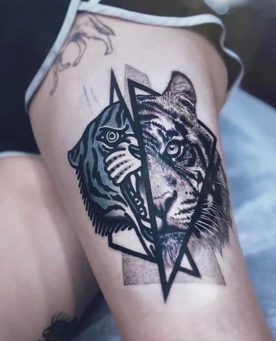 Geometric tiger tattoo design 2