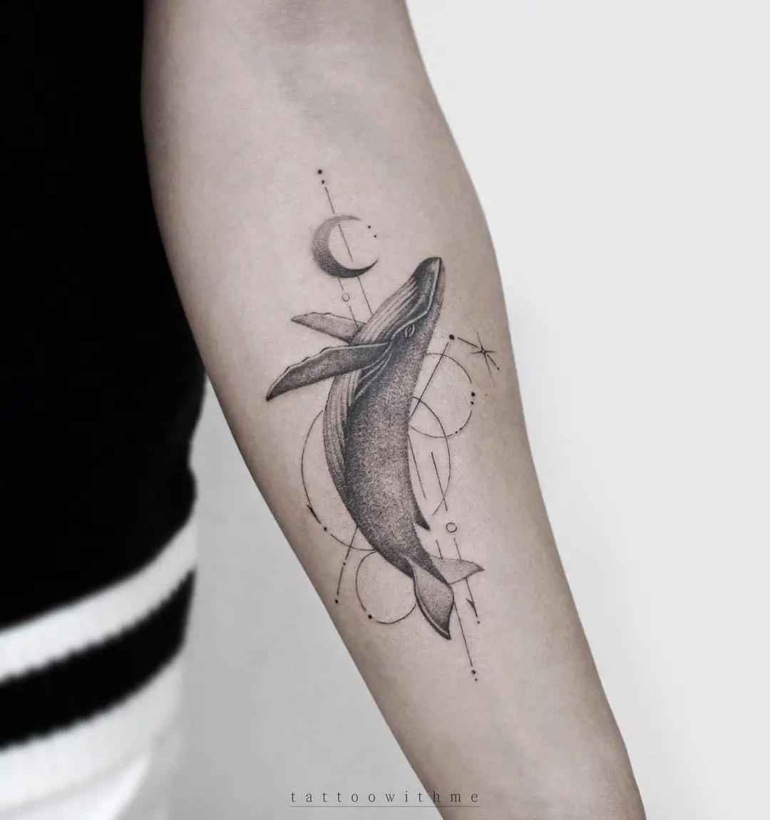 Geometric whale tattoo by tattoowithme