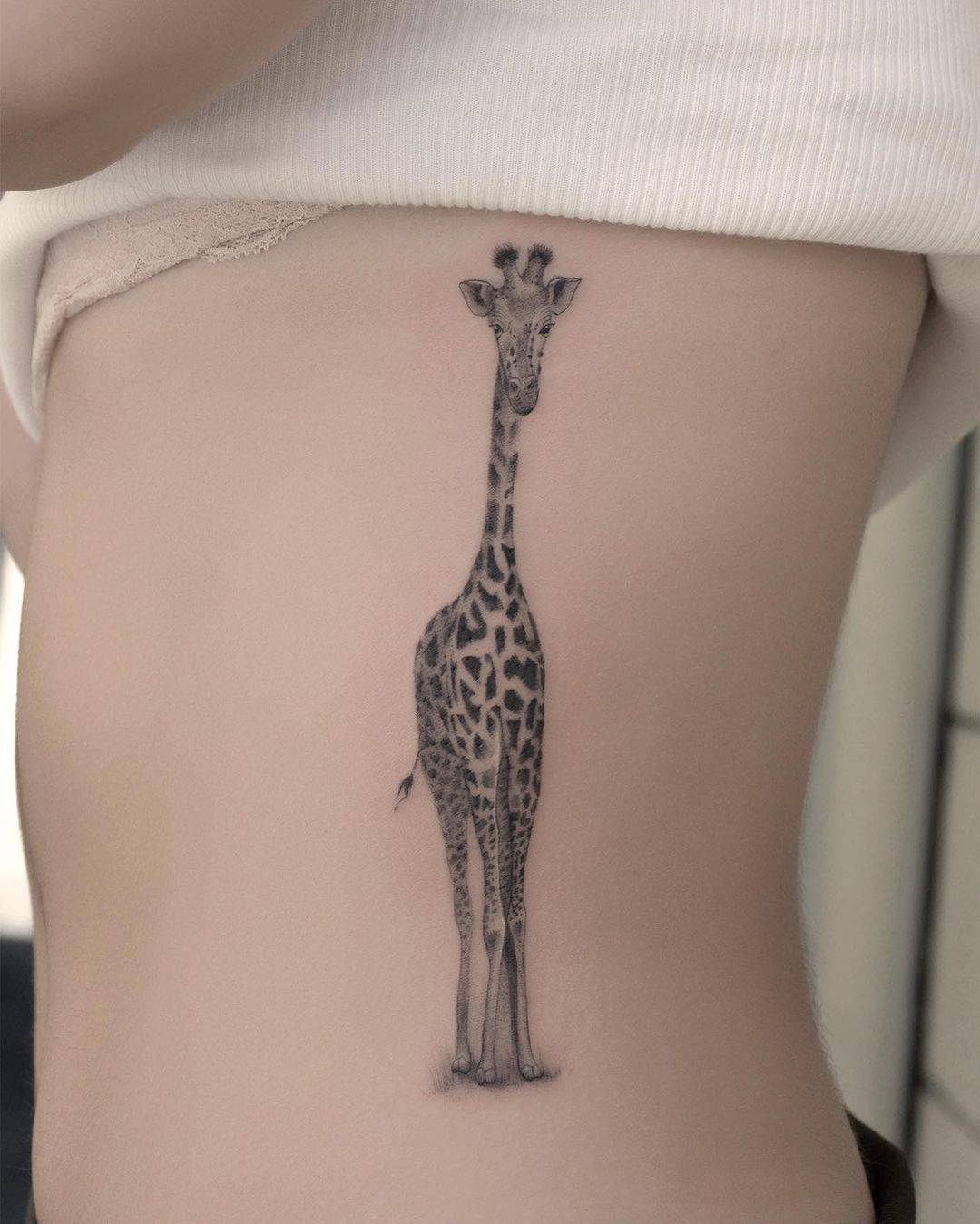 Black and Grey Giraffe Tattoo Design – Tattoos Wizard Designs