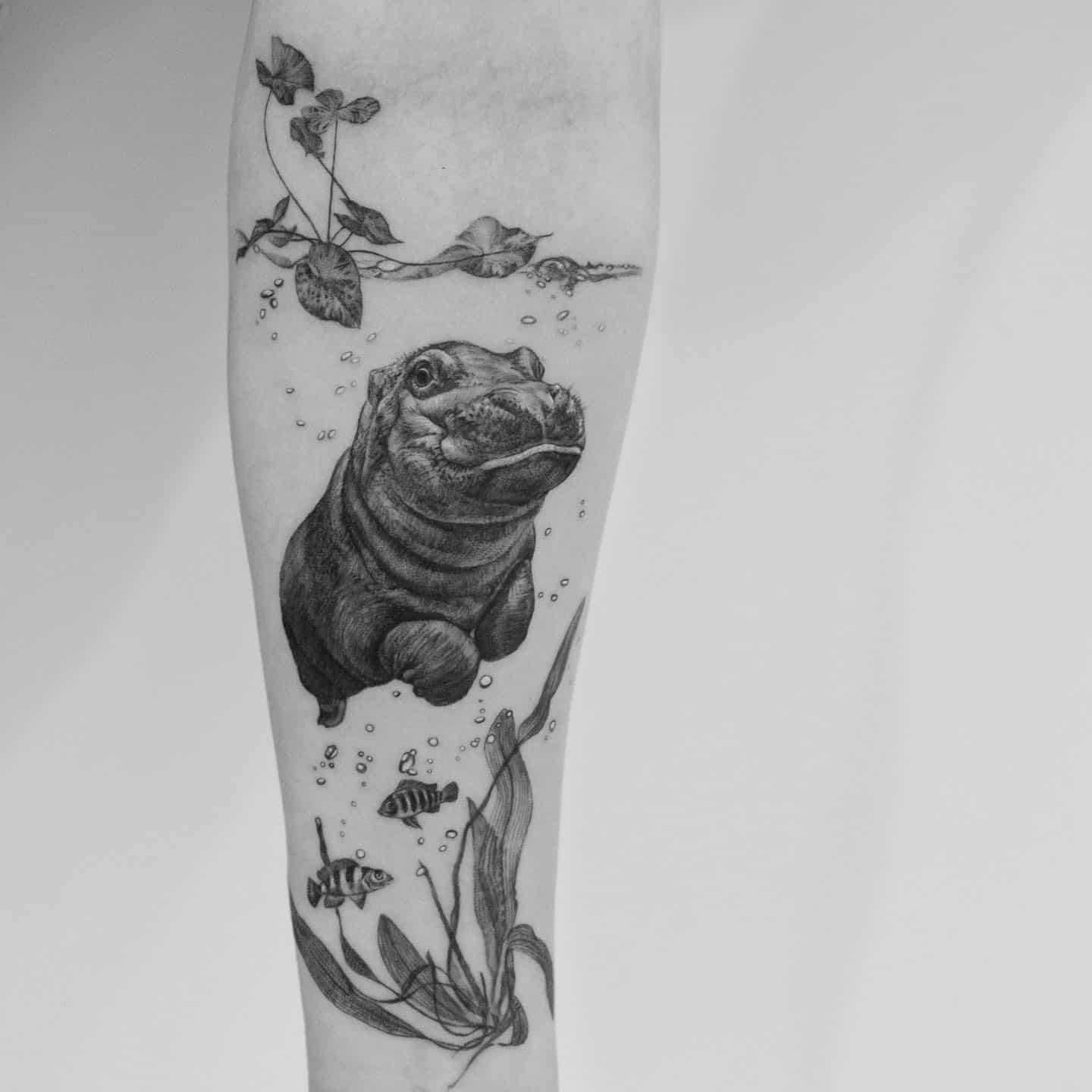 Hippos tattoo by madlynevanlooy
