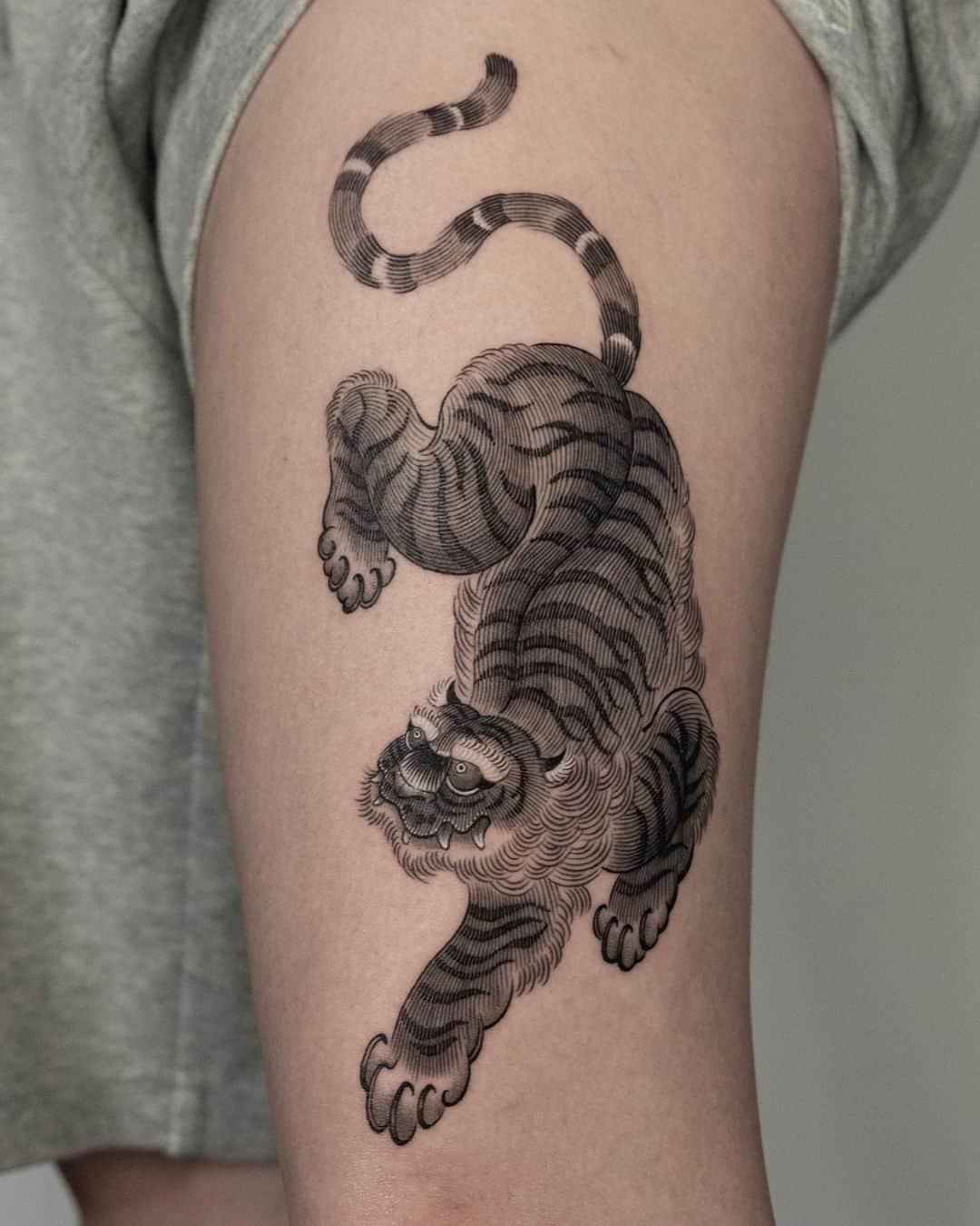 Japanese tiger tattoo design by dokgonoing