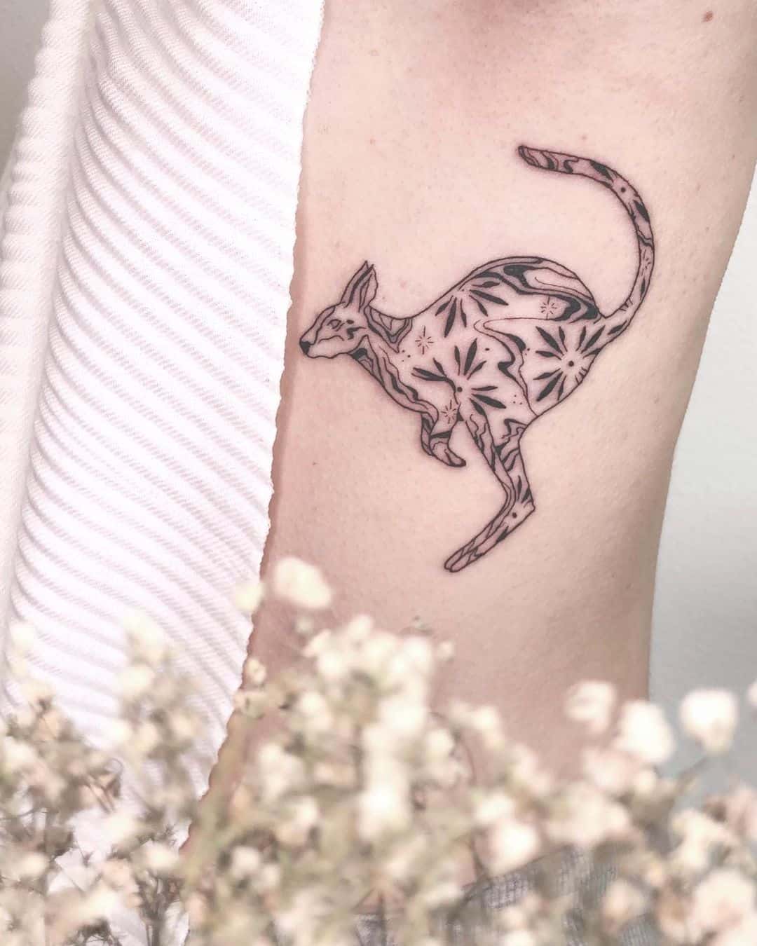 Kangaroo tattoo by universewithintattoo