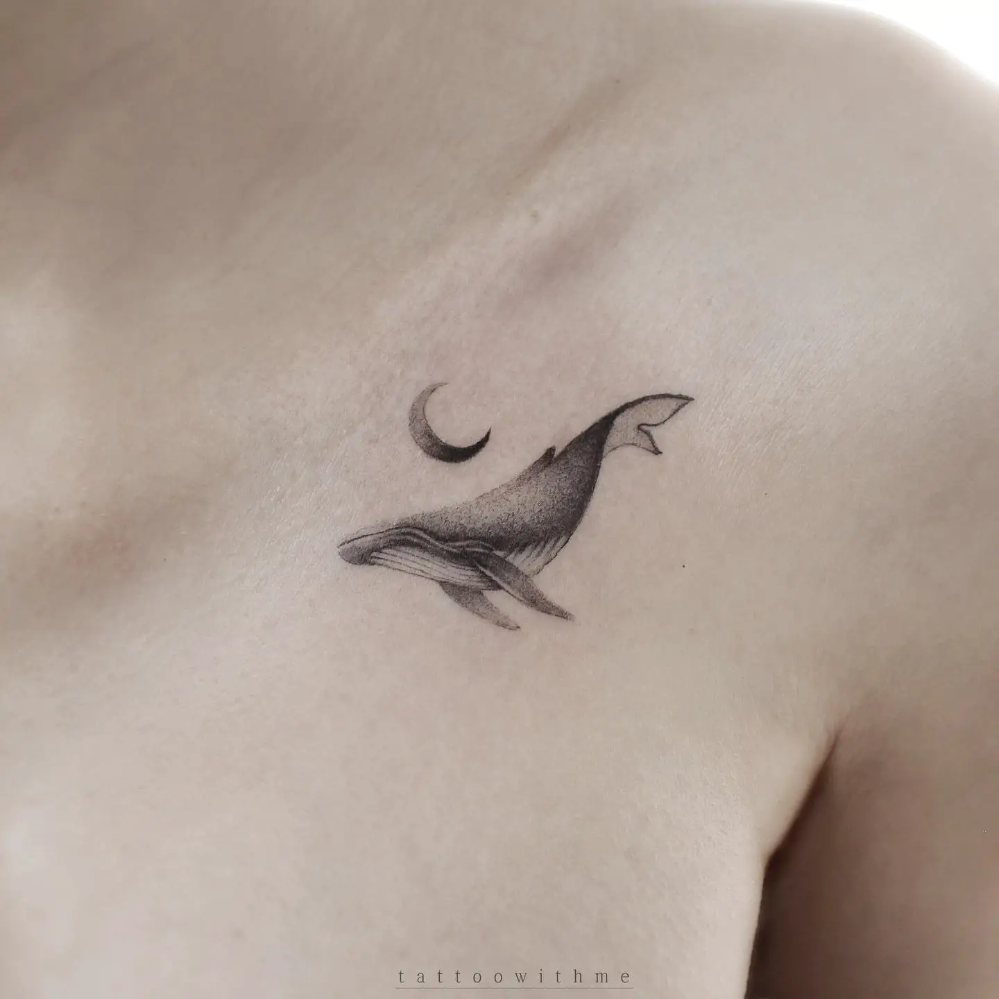 Minialistic whale tattoo by tattoowithme