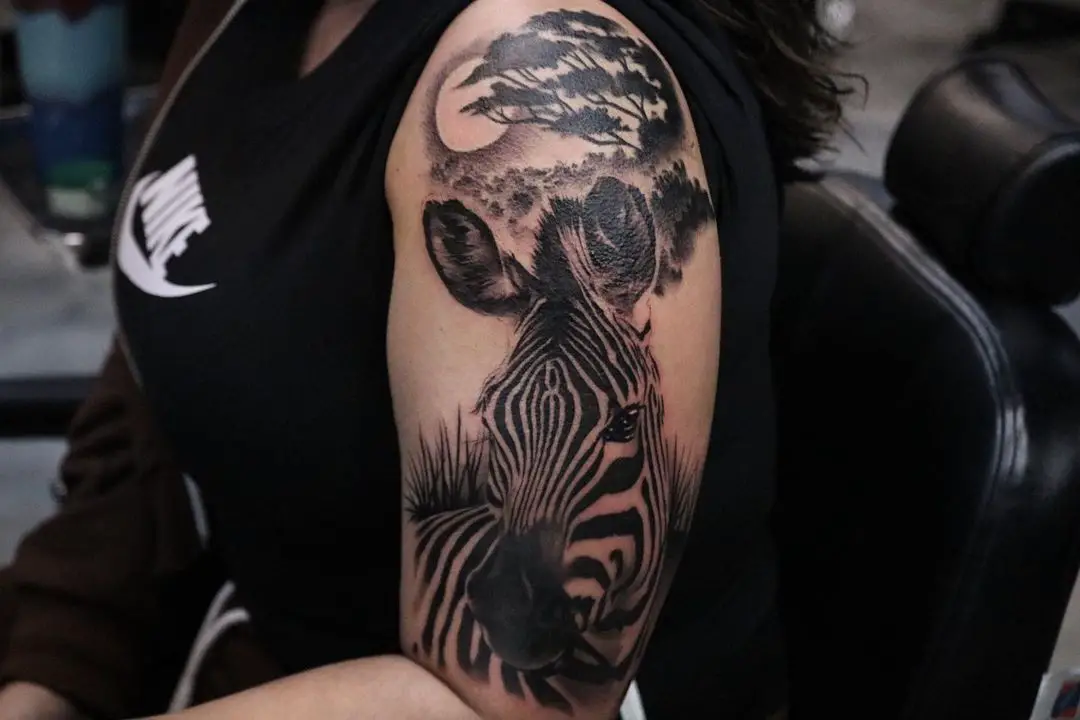 Realistic zebra tattooo by josephpassion
