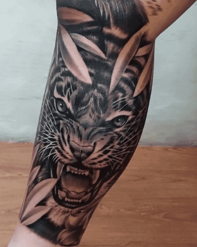 Roaring tiger tattoo by toe13 tattoo