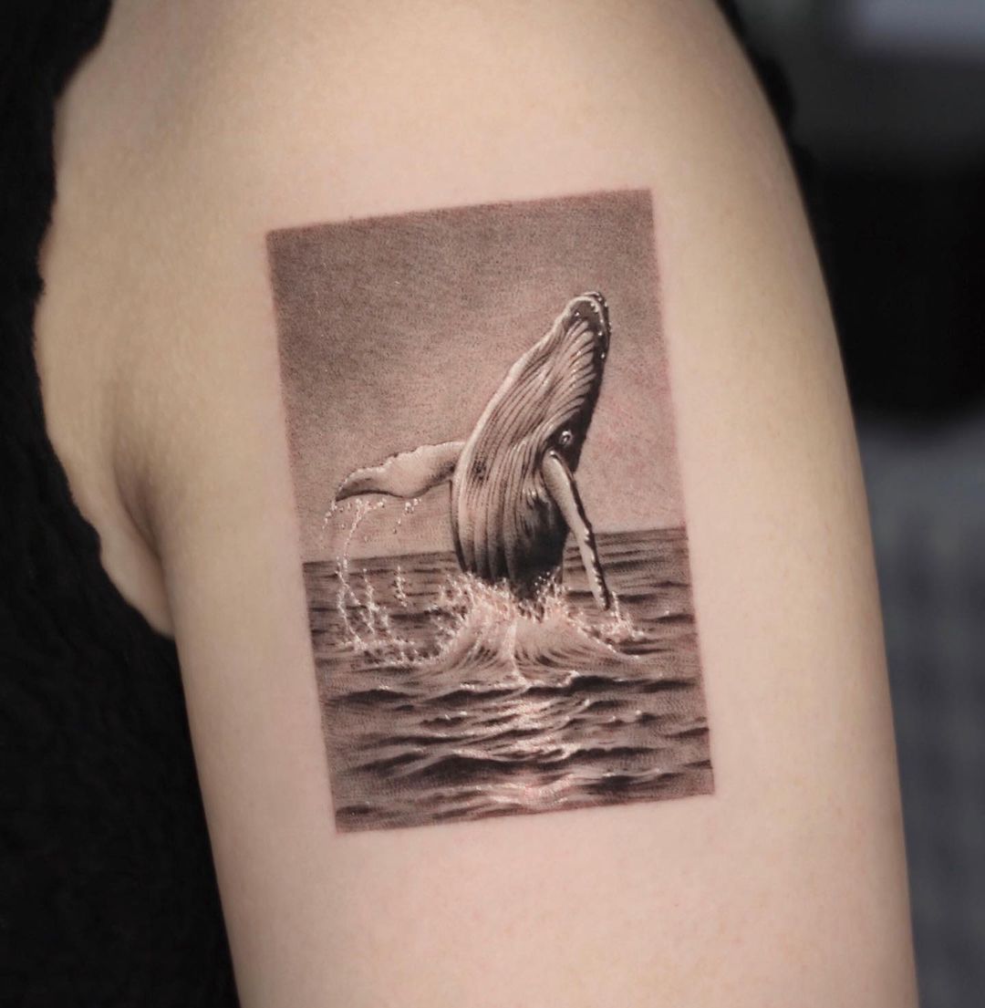 Simple whale tattoo by tattooist dh