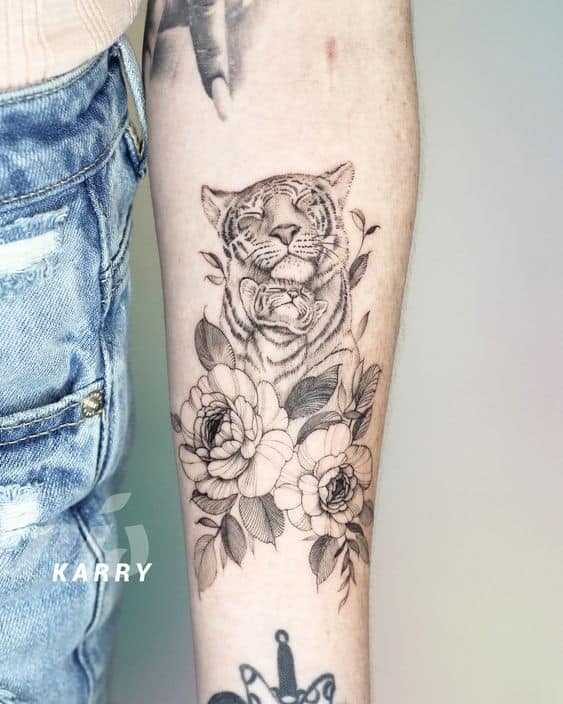 Tiger with cub tattoo 1