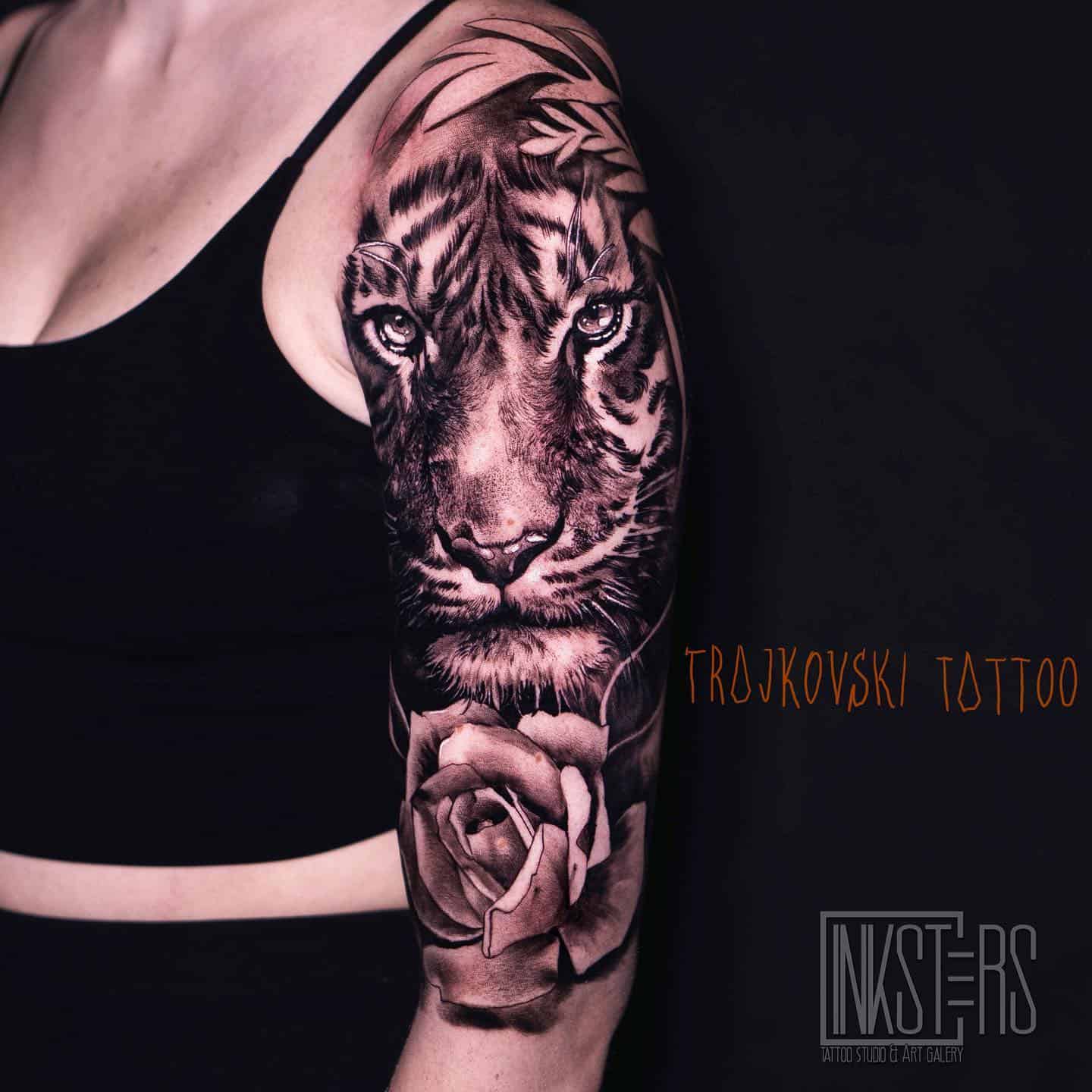 Tiger with rose by trajkovski
