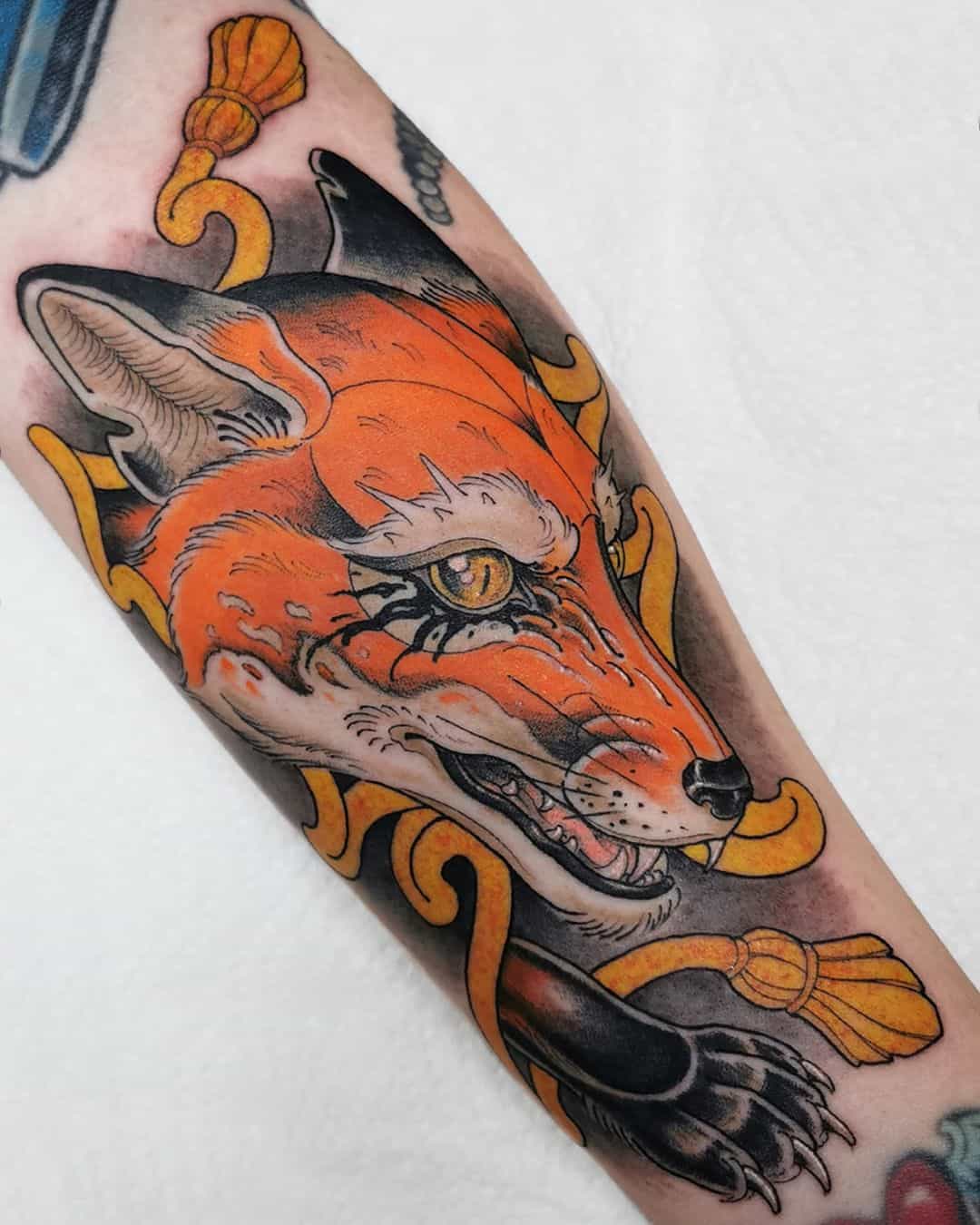 Neo Traditional Fox Tattoo by Manu Cruz TattooNOW